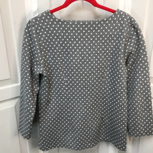 Talbots Gray & White Polka Dot Top w/ Silver Metallic Sparkle - Picture 14 of 16